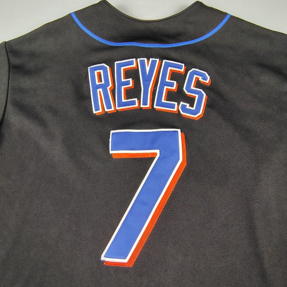 Vintage Majestic Jose Reyes #7 New York Mets Jersey Mens XL Black MLB Short Slv - Picture 15 of 16
